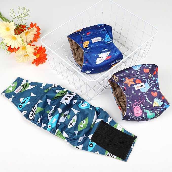 5 Pack Dog Diapers Male Reusable, Premium Belly Bands for Male Dogs, High Absorbing Male Dog Pee Wraps for Doggie in Incontinence or Excitable Urination and Training L