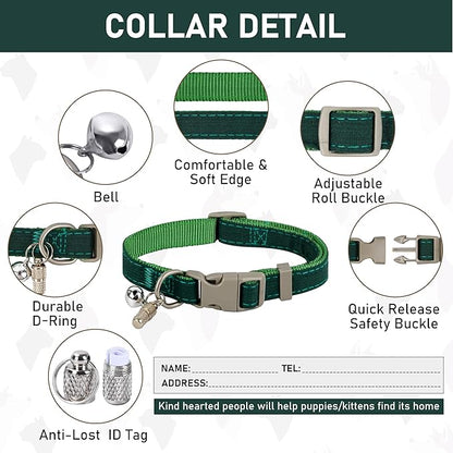 GAMUDA Small Pet Harness Collar and Leash Set, Step in No Chock No Pull Linen Fabric Soft Mesh Dog Vest Harnesses Reflective for Dogs Puppy Cats Kitten Rabbit (Green, M)