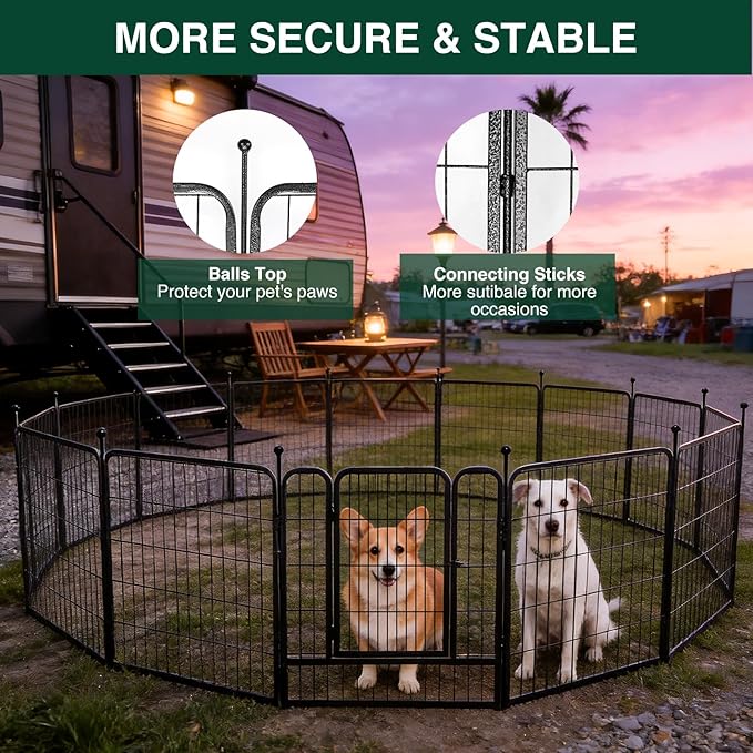 VISCOO Dog Playpen Outdoor, 16 Panels 32" H Dog Pen Indoor, Metal Dog Fence Outdoor, Pet Fence for Large/Medium/Small Dogs, Indoor Puppy Playpen, Foldable Heavy Duty Exercise Pen for RV,Camping,Yard