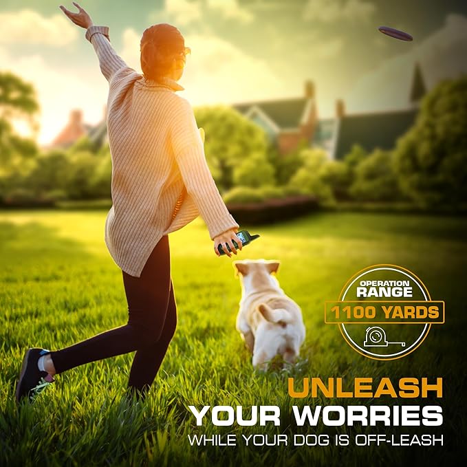 INVIROX Training Collar for Large Dog [Spark K9] 124 Levels Dog Training Collar with Remote 1100yd Range, Night-Light Mode Dog E Collar for Medium Dogs IP67 Waterproof (Spark k9 x2 new)