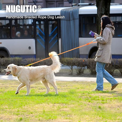Dog Leash 6 FT Handmade Braided Cotton Rope Leashes for Small Medium and Large Dogs, New Golden Heavy Duty Metal Clasp, Light Green