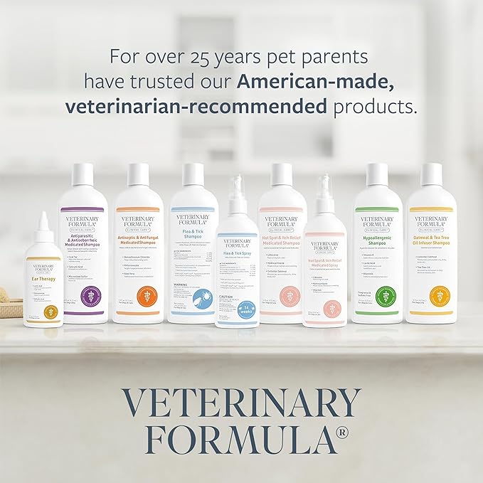 Veterinary Formula Clinical Care Hot Spot & Itch Relief Medicated Shampoo for Dogs and Cats 16oz – Helps Alleviate Sensitive Skin, Scratching, and Licking of Coat