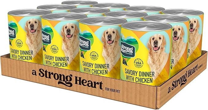 A Strong Heart Wet Dog Food, Savory Dinner with Chicken - 22 oz Cans (Pack of 12), Made in The USA with Real Chicken