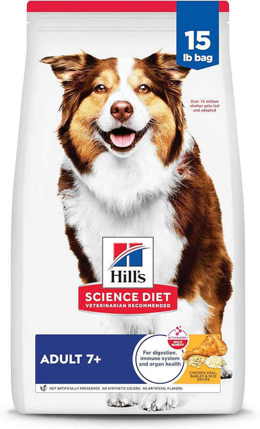 Hill's Science Diet Adult 7+ Dry Dog Food, Chicken Meal, Barley, & Rice, 15 lb. Bag