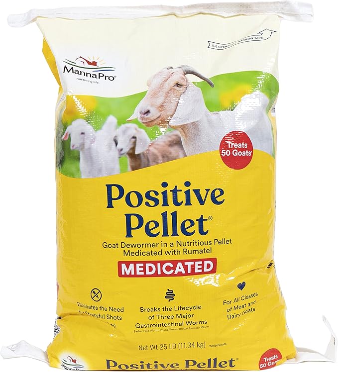 Manna Pro Positive Pellet Goat Dewormer Medicated, 25 lbs - Goat Supplies