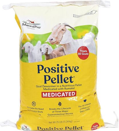 Manna Pro Positive Pellet Goat Dewormer Medicated, 25 lbs - Goat Supplies
