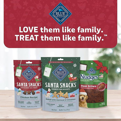 Blue Buffalo Santa Snacks Soft-Moist Dog Bits for Training, Chicken, 4.5-oz Bag