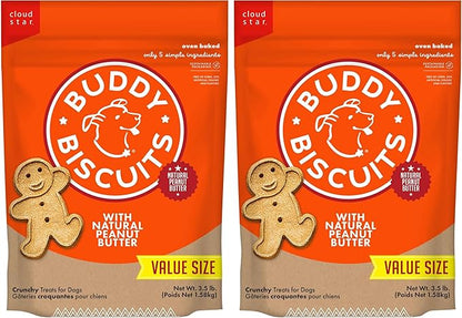 Buddy Biscuits Bag of Crunchy Dog Treats Made with Natural Peanut Butter, 3.5 lbs. (Pack of 2)