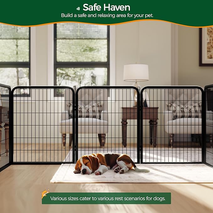 Yaheetech Dog Playpen Outdoor, 32 inch 8 Panels Dog Pen Indoor Heavy Duty Puppy Exercise Pen Metal Pet Fence for RV Camping/Yard/Garden