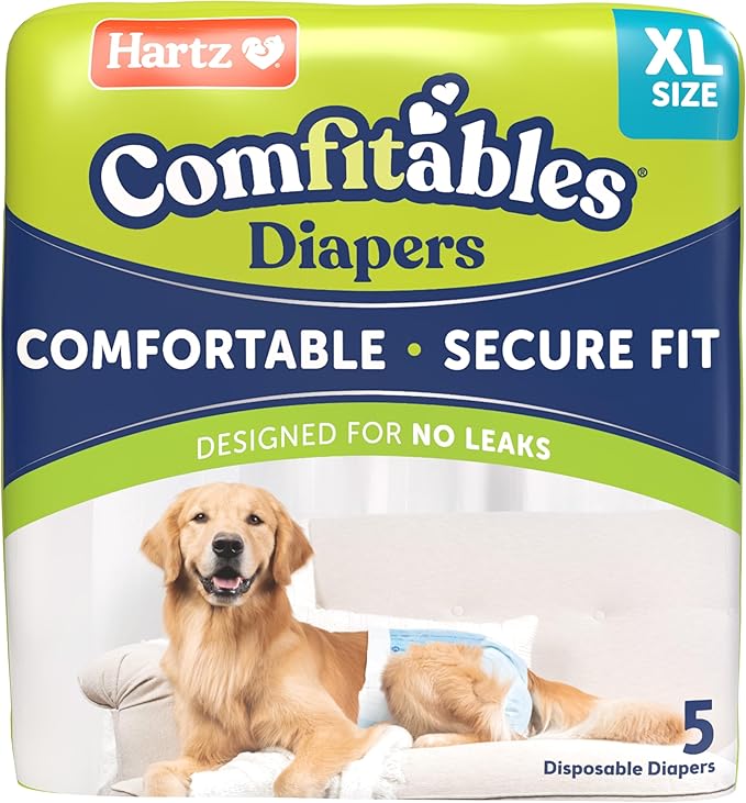Hartz Comfitables Disposable Dog Diapers, Size XL 5 count, Comfortable & Secure Fit, Easy to Put On, Super Absorbent Male and Female Diaper
