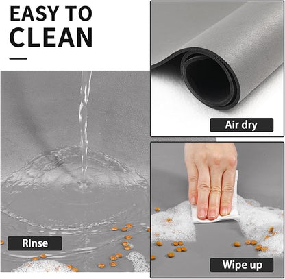 HotLive Dog Food Mat - Absorbent Cat Mat for Food and Water, No Stains Pet Feeding Bowl Mat, Easy to Clean Pet Placemats, Quick Dry Dog Water Dispenser Mat for Messy Drinkers | Paw Grey 24"x 36"