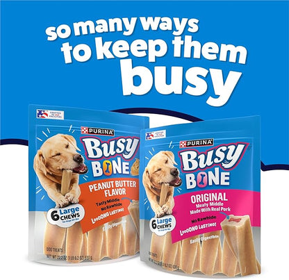 Purina Busy Bone Adult Dog Chew Bone Treats, Peanut Butter - 10 ct. Pouch