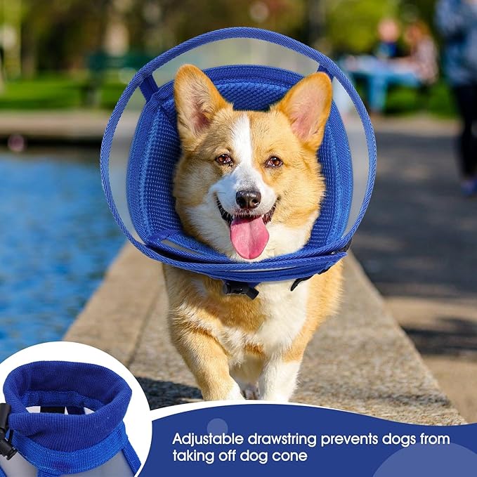 Dora Bridal Dog Cone Collar for Extra Large Dogs After Surgery, Soft Comfy Recovery Pet Cone Alternative, Adjustable Elizabethan Collar for Dogs to Stop Licking, Blue,XL