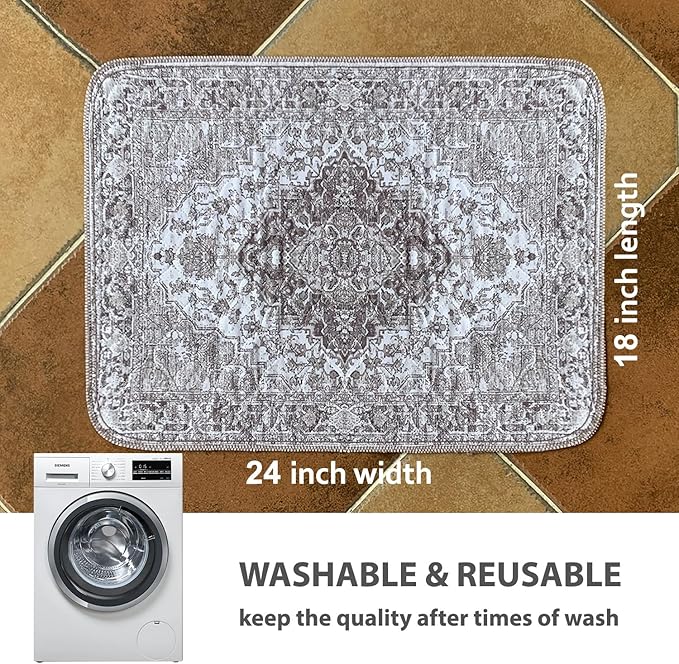 nunubaby Washable Pee Pads for Dogs, Stylish, Non-Slip and Leak-Proof Pee Pads. Reusable Potty Pads for Dogs for Crates and Floors.(Brown/Geo, 18" x24" )