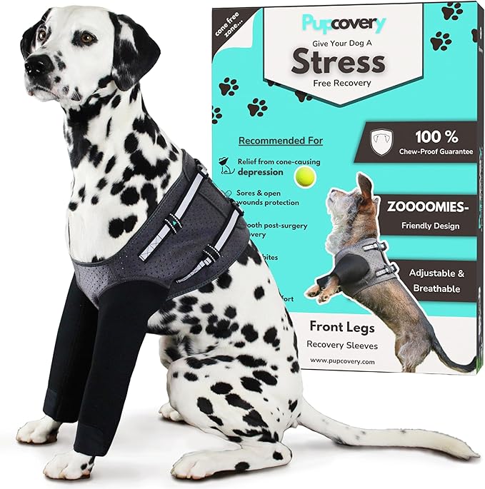 Dog Cone Alternative - Leg Sleeve to Stop Licking, Hot Spot Recovery, Wound & Elbow Protector, Hygroma Treatment, Reduce Stress & Anxiety, Waterproof & Breathable, Post-Surgery Suit (XL)