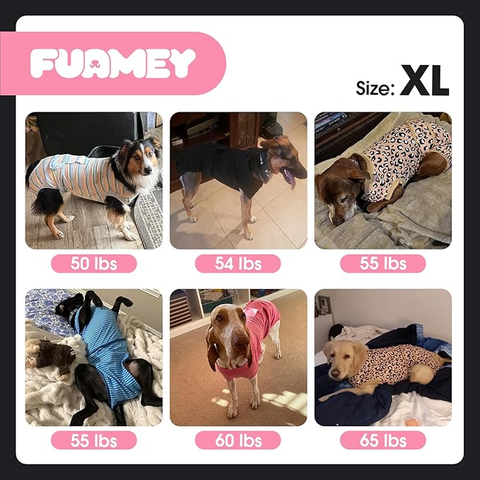FUAMEY Recovery Suit for Dogs After Surgery,Soft Breathable Dog Bodysuit E-Collar & Cone Alternative Surgical Suit,Male Female Dog Neuter Spay Suits Anti Licking Wounds Onesie Pink Leopard XL