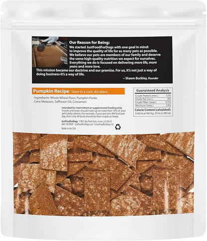 JustFoodForDogs Single Ingredient Healthy Dog Treats and Dog Snacks, Jerky Treats, Human Grade, Preservative and Grain Free, Rawhide Free Chews, Low Calorie Treat - Pumpkin, 5 oz