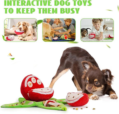 Nocciola Hide and Seek Plush Dog Toys, Watermelon Interactive Toy for Small Dogs, Green Puppy Puzzle Squeaky Toys with Crinkle Papers for Boredom, Dog Nosework Toy for Medium Pet