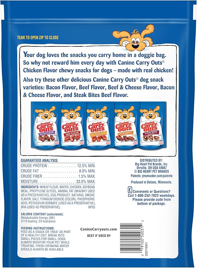 Canine Carry Outs Dog Treats, Chicken Flavor, 22.5 Ounce (Pack of 4), Made with Real Chicken