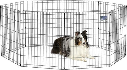 MidWest Homes for Pets 30-Inch Exercise Pen, for Indoor and Outdoor use, 16 Sq Feet of Play, Folding Dog Pen, No Door Design for Maximum Security, Easy to Set Up, Foldable Dog Playpen