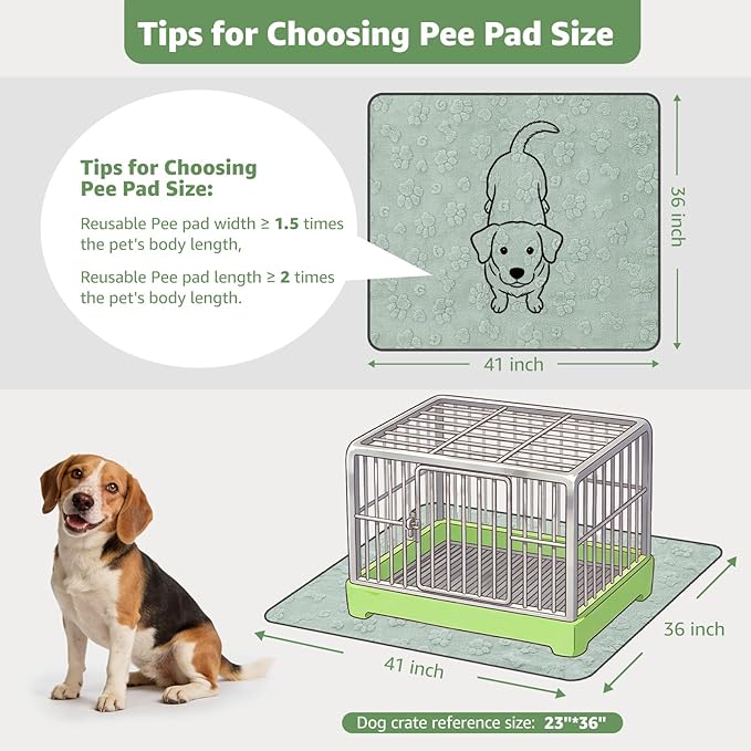 LOOBANI Washable Pee Pads for Dogs: 2 Pack Super Absorbent Reusable Puppy Pads, Leakproof and Waterproof Dog Training Pads Whelping Pads for Potty, Floor, Crate, Couch Bed and Travel, 36"x41"