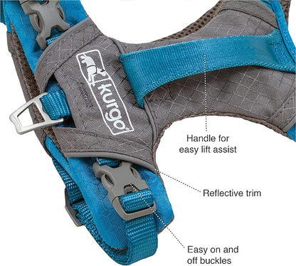 Kurgo Journey Air Dog Harness - Secure Fit for Active Dogs - Padded Chest - Lightweight Ripstop Fabric - Breathable Mesh - Reflective Trim - Back Assist Handle - Coral - Medium