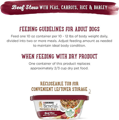 Beneful Purina Gravy Wet Dog Food, Prepared Meals Beef Stew - (8) 10 oz. Tubs (Pack of 2)