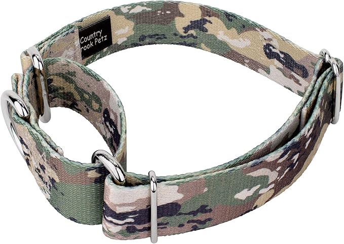 Country Brook Petz - Mountain Viper Camo Martingale Dog Collar and Leash - Camouflage Collection Featuring Rugged Designs (1 Inch, Extra Small)