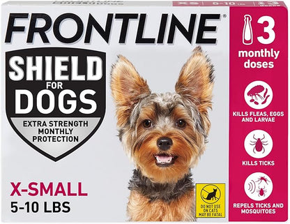 FRONTLINE Shield Flea & Tick Treatment for X-Small Dogs 5-10 lbs., Count of 3