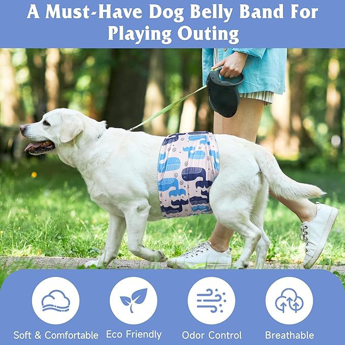 5 Pack Dog Diapers Male Reusable, Premium Belly Bands for Dogs, High Absorbing Male Dog Pee Wraps for Doggie in Incontinence or Excitable Urination,Squirrel XS