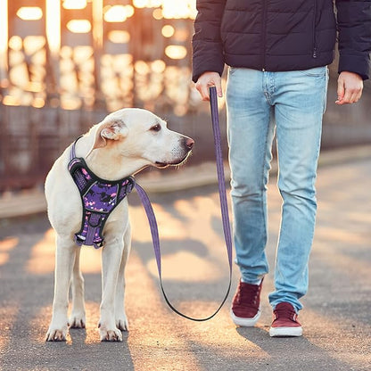 No Pull Dog Harness for Small Dogs, Adjustable No Choke Pet Vest with Dog Leash Fit Smart Reflective Pet Walking Harness for Training Easy Control Soft Handle Purple Camo S