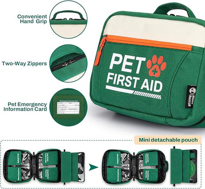 RHINO RESCUE Bundle - Pet First Aid Kit, Emergency Medical Supplies for Dogs & Cats, Safety Essentials Pack with Thermometer+Waterproof First Aid Kit, Lightweight Boat Dry Bag