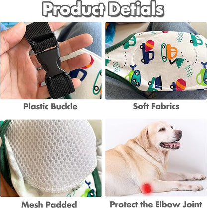 HDKUW Dog Elbow Protector, Dog Front Leg Recovery Sleeve for Prevent Licking Wound, Elbow Sleeves with Mesh Pad for Medium Large Dogs Owl XL