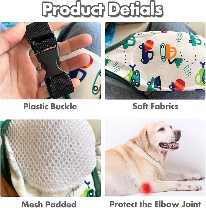 HDKUW Dog Elbow Protector, Dog Front Leg Recovery Sleeve for Prevent Licking Wound, Elbow Sleeves with Mesh Pad for Medium Large Dogs Rainbow 2XL