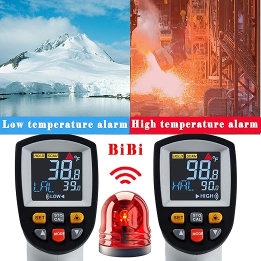 Infrared Thermometer Laser Temperature Gun, Digital Surface Heat Temp Gun Non-Contact for Cooking Food, Pizza Oven, Griddle Meat, Refrigerator, HVAC, Grill, Engine -58℉~1382℉(-50℃~750℃)