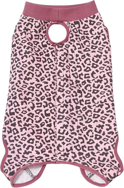 Jiupety Dog Surgical Recovery Suit Adjustable, Not Fit Slim and Long Body, Dogs Suit for Surgery Recovery, XL Size, Anti-Licking Surgical Dog Onesies, Pink Leopard
