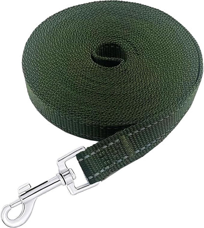 Nylon Training Dog Leash for Small Medium Dogs, 15ft 20ft 30ft 50ft 100ft Reflective Long Leash Dog/Puppy Lead for Obedience Recall Training, Camping