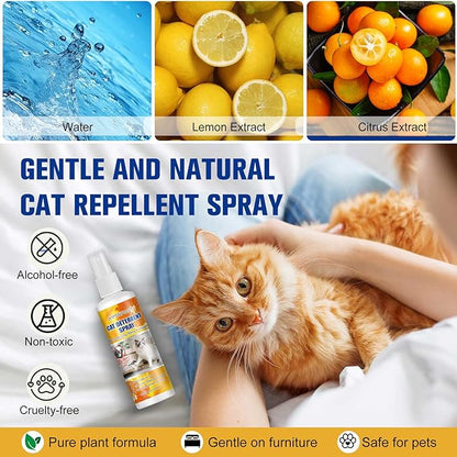 Cat Deterrent Spray for Pee, 2Pack 4oz Dog Urinating Repellent Spray, Anti Scratch Furniture Fabric Protector, Pet Corrector Air Spray for Scratching, Kitten Behavior Training, No Chew Marking Indoor
