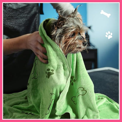 Chumia 8 Pcs Dog Towels for Drying Dogs Cats Pet Towels Bulk Puppy Microfiber Fast Drying Paw Bath Bathing Supplies Absorbent for Medium Pets(18 x 28 Inch,Dog Paw and Bone,Sweet Color)