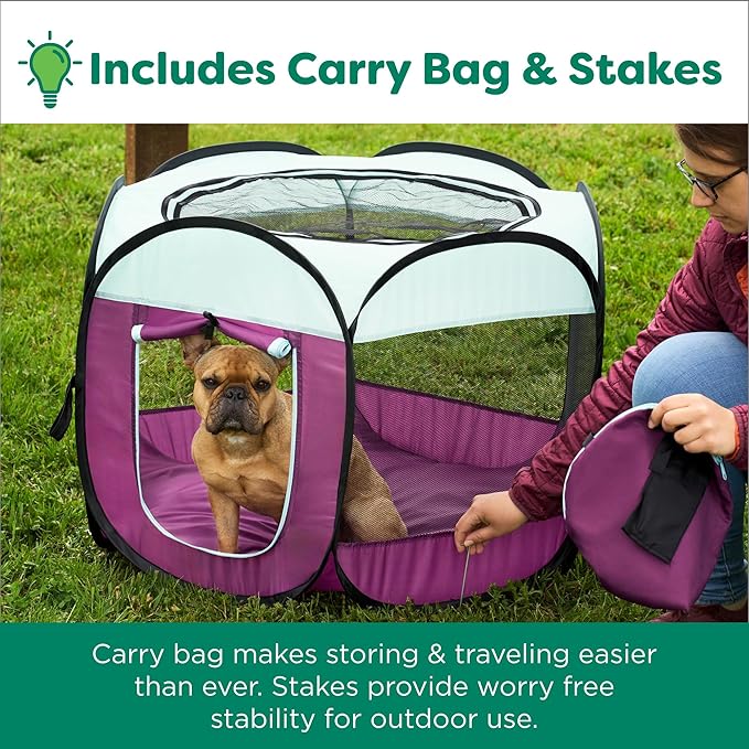 Furhaven Portable Playpen for Dogs and Cats, Pet Playground,Kennel Foldable Indoor Outdoor Zippered Puppy & Kitten Crate - Navy, Large