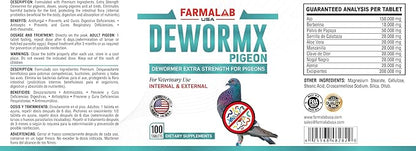 Farmalab Natural Dewormer Internal & External 100 Tabs Poultry - Vitamin for Poultry Rooster Hen Chicken Baby Chick Doves Pigeons and All Caged Birds (Pigeon Doves Squail)
