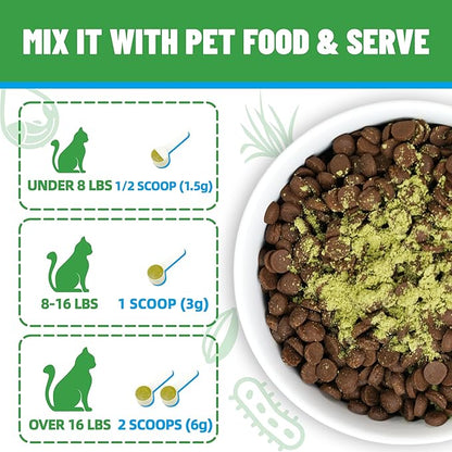 Just Try 7OZ Cat Grass Powder Feline Grass Treats Cat Supplements Hairball Treatment for Cats Cat Hairball Remedy Gut Health Cat Treats Healthy