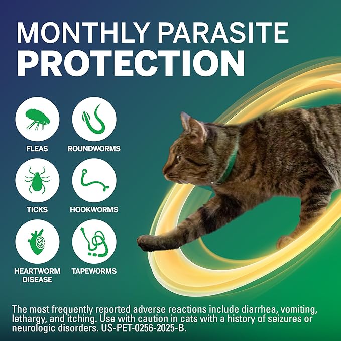 NexGard® Combo (esafoxolaner, eprinomectin, and praziquantel Topical Solution) Flea and Tick Protection Plus Heartworm Disease Preventive for Cats, 1.8-5.5 lbs. (Purple Box) 6 Doses (6 Month Supply)