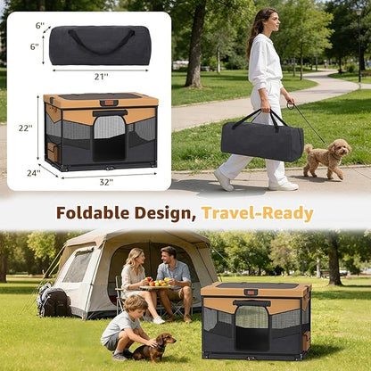 LOOBANI Foldable Dog Playpen for Small Dogs- Indoor/Outdoor Puppy Playpen with Removable Washable Fabric Enclosure, Sturdy Steel Frame & 690D Oxford Cloth,Portable Crate for Puppies & Cats,32"x24"x22"