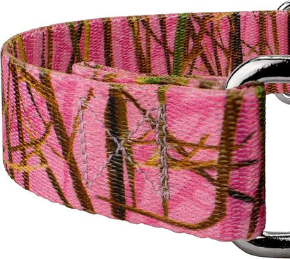 Country Brook Petz - Pink Waterfowl Camo Martingale Dog Collar and Leash - Camouflage Collection Featuring Rugged Designs (1 Inch, Medium)
