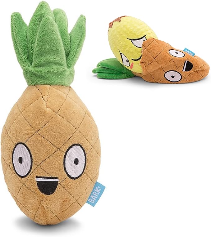 Barkbox Penny The Pineapple 2-in-1 Interactive Plush Dog Toy - Squeaky Dog Chew Toy with Crinkle Layers and Ball Inside - for Large Dogs and Puppies