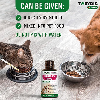 Cat & Dog UTI Treatment & Urinary Tract Infection Remedy with Cranberry & D-Mannose - Feline Natural Medicine for UTI Relief - Kidney + Bladder Support Supplement - Pet Renal Health