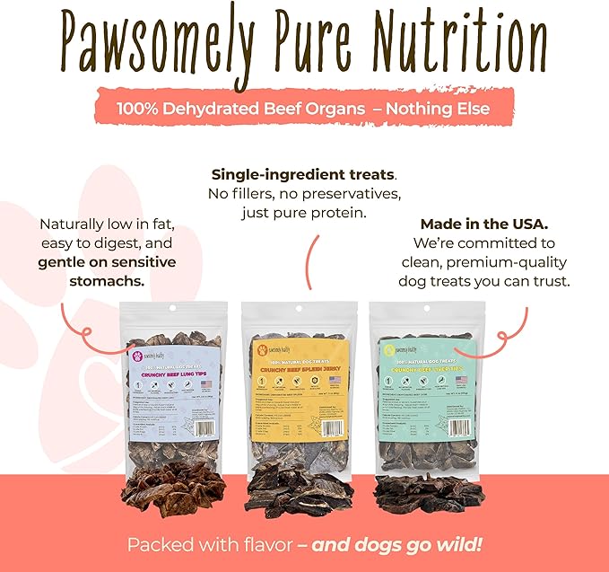 Crunchy Variety Bundle, Includes Beef Liver, Lung & Spleen Jerky, Vitamin-Rich & High-Protein Healthy Treats for Dogs, Rawhide-Free Air-Dried Treats for Puppies, Adults & Seniors, Made in USA