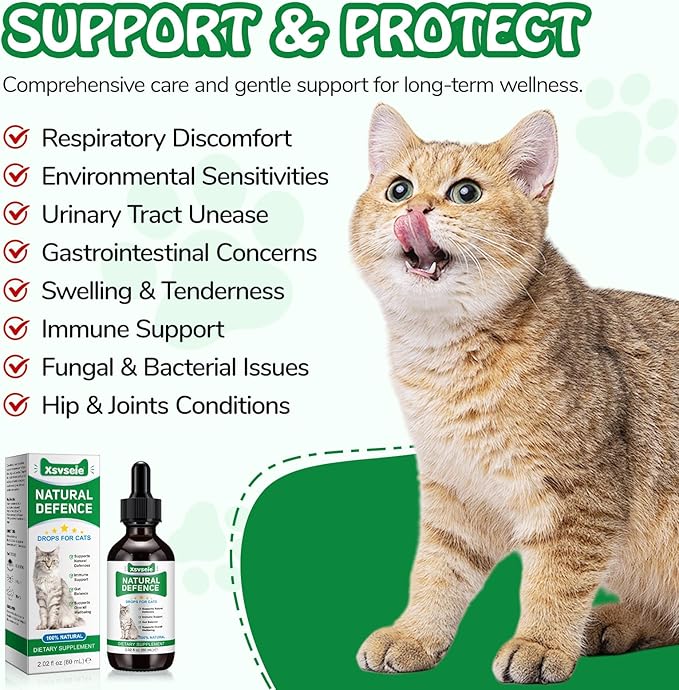Antibiotics for Cats, Cat Antibiotics for Infections, Supports Immune & Cats Allergy Itch Relief, Health Supplies cat UTI Cat Multivitamin, 60ML