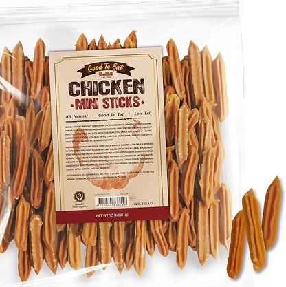 Gootoe Dog Treats, Chicken Jerky for Dogs - Premium Dog Training Treats; High-Protein, Gluten-Free, Hypoallergenic, Grain-Free, Chicken Sticks (Mini), 1.5 lb